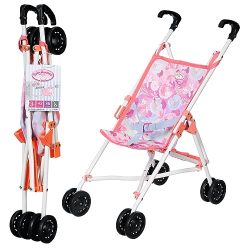 Baby Annabell 707487 Active Stroller - Faltbarer Puppenwagen mit 3-Punkt-Gurt, 53 cm Griffhöhe in rosa.