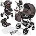 ib style® OLINA 3 in 1 Kinderwagen | Kombikinderwagen | inkl. Babyschale/Autositz | separater Buggy Aufsatz | ! Inkl. Matratze ! | 0-15kg | Taupe