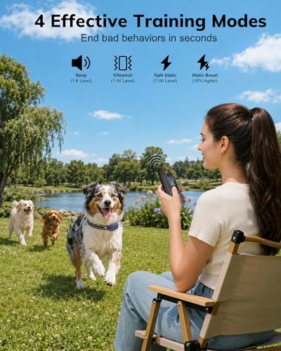 Shock Collar for Dogs - 4200ft Dog Training Collar with Remote, Rechargeable Electric Ecollar for Small Medium Large Dogs with Beep, Vibration, Safe Shock Modes (Deep Blue) - Image 2