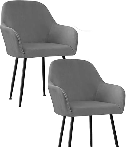 Vista 41 de Fundas protectoras de terciopelo elástico para sillas de comedor con brazos y respaldo curvado pequeño, juego de 6/4/2 para cocina, oficina, hogar