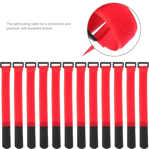 Lurrose 20 piezas de correas de nylon rojas para sujetar cables, organizador de extensión de cable para gestión en hogar y garaje, cinta reutilizable para fijar cables miniatura 6