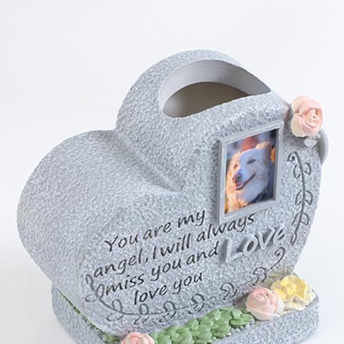 Tomotato Haustier Gedenkstein, Wetterfester Gedenkstein mit Fotorahmen aus Harz 9.5x5.5x11.5 cm für Garten und Zuhause Erinnerungsdekoration