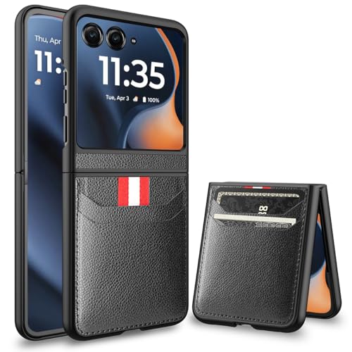 NINKI Coque pour Motorola Razr 60/50 avec Protecteur D'écran,Anti-Choc Étui Motorola Razr 2025 avec Porte-Cartes,Antichoc Mat Agréable au Toucher Housse en Cuir PU...