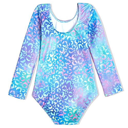 Image of Domusgo Toddler Leotard Gymnastics Long Sleeve, Sparkly Tumbling Dance Leotards for Baby Girls Kids Teens 2-14 Years