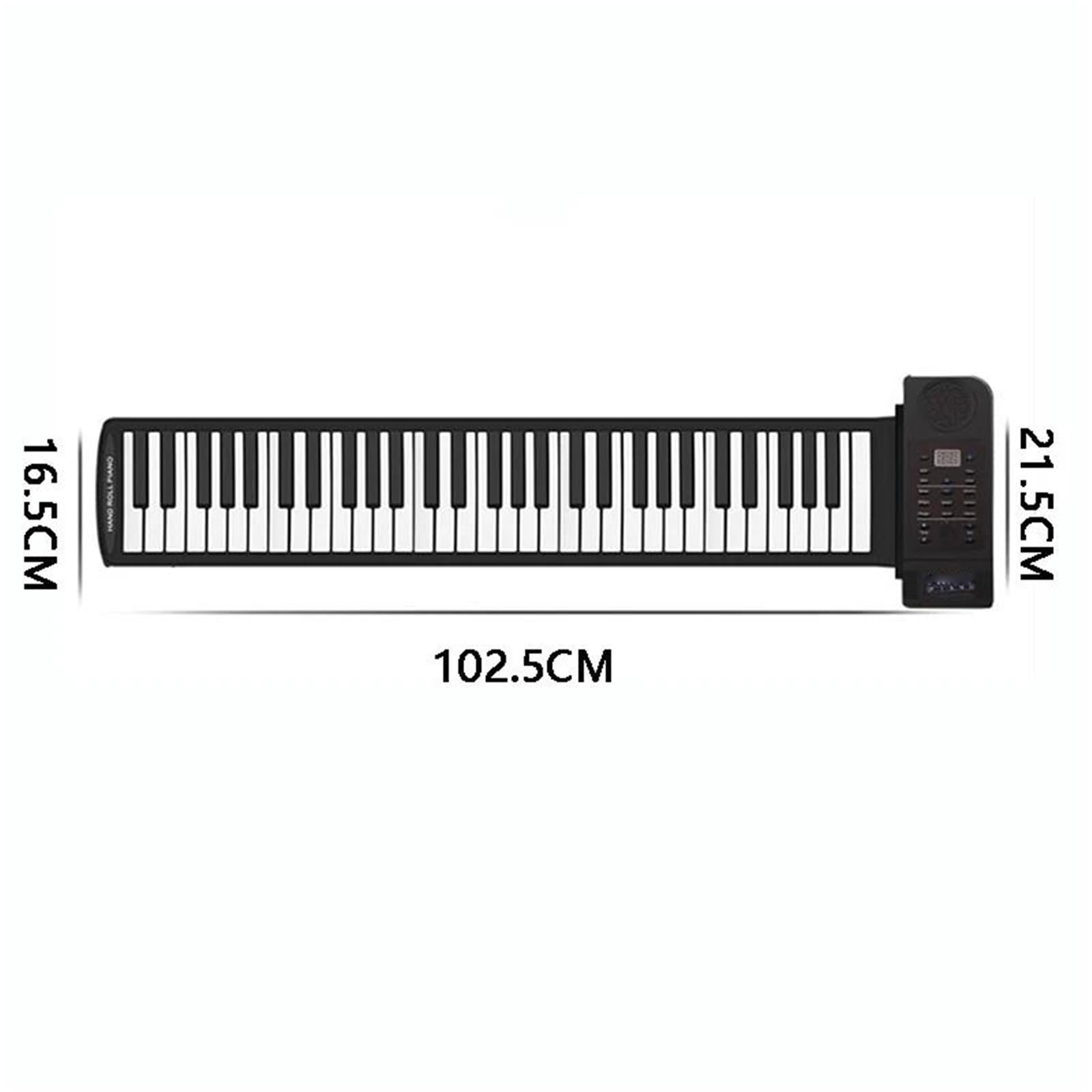 Pianino Elektroniczne Elastyczny Silikonowy Fortepian Dla Dorosłych 61 Klawiszy Przenośny Instrument Muzyczny Z Rolowaną Klawiaturą(EU)