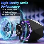 BESTISAN Computer Gaming Speakers with 8 RGB Modes, Compact Design, DC Powered Desktop Speaker with 3 EQ Modes, 50W Active Speakers with Bluetooth 5.3, AUX in, Headphone, Type-C Port for PC/Laptop/TV - Image 2
