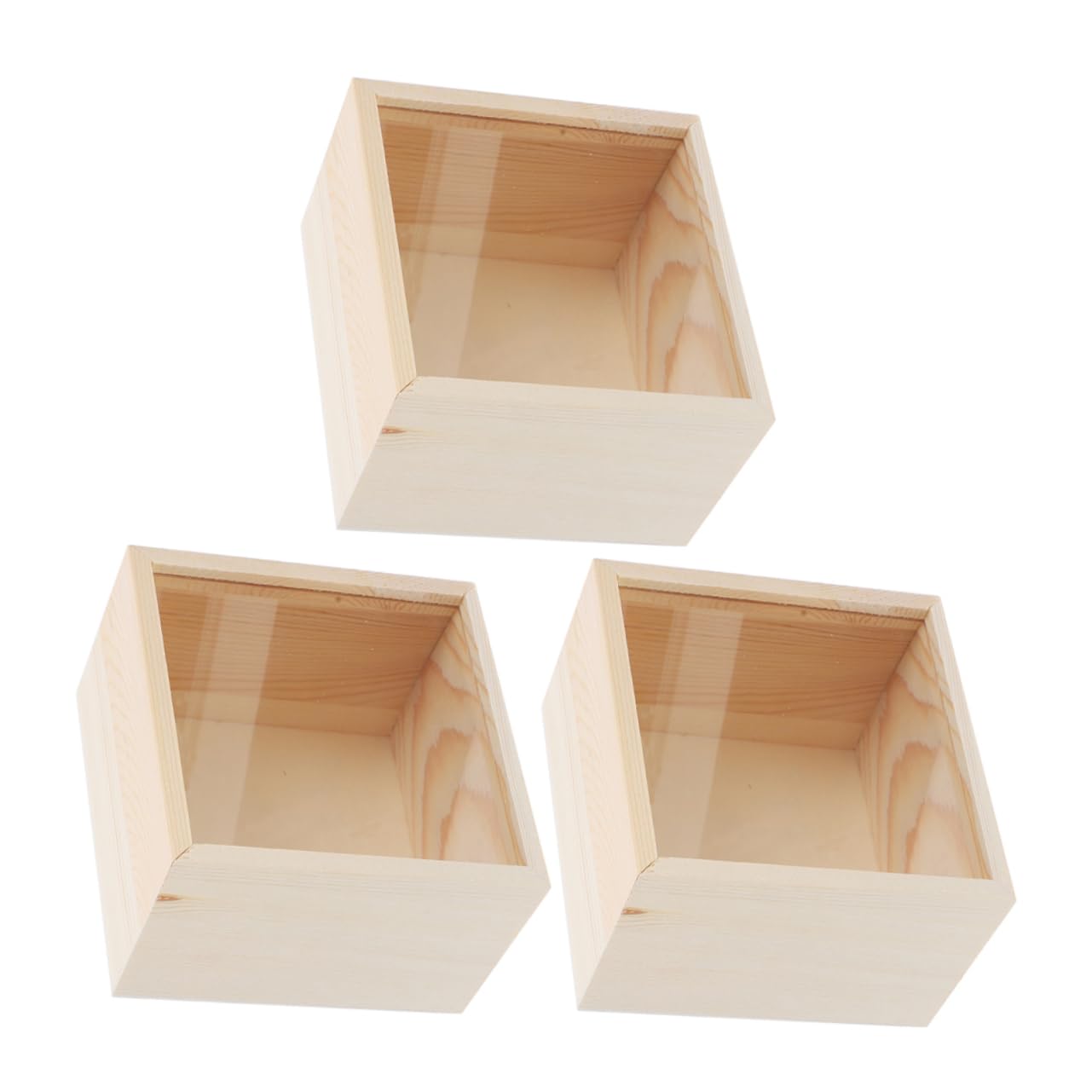 Boîte à Bijoux Vintage en Bois avec Couvercle Coulissant Lot de 3 Pièces pour Rangement