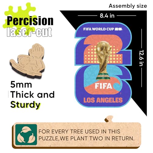 Image of FIFA World Cup 2026 City Poster Puzzles for Adults- 200 Pieces Unique Shaped Wooden Puzzles,Los Angeles Jigsaw Puzzle Gifts for Soccer Fans, Officially Licensed, 5MM Thick