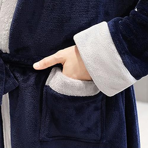 Mens Robe with Hood, Plush Fleece Hooded Mens Bathrobe, Big and Tall Bath Robe for Men Soft Flannel Warmth Sleepwear3