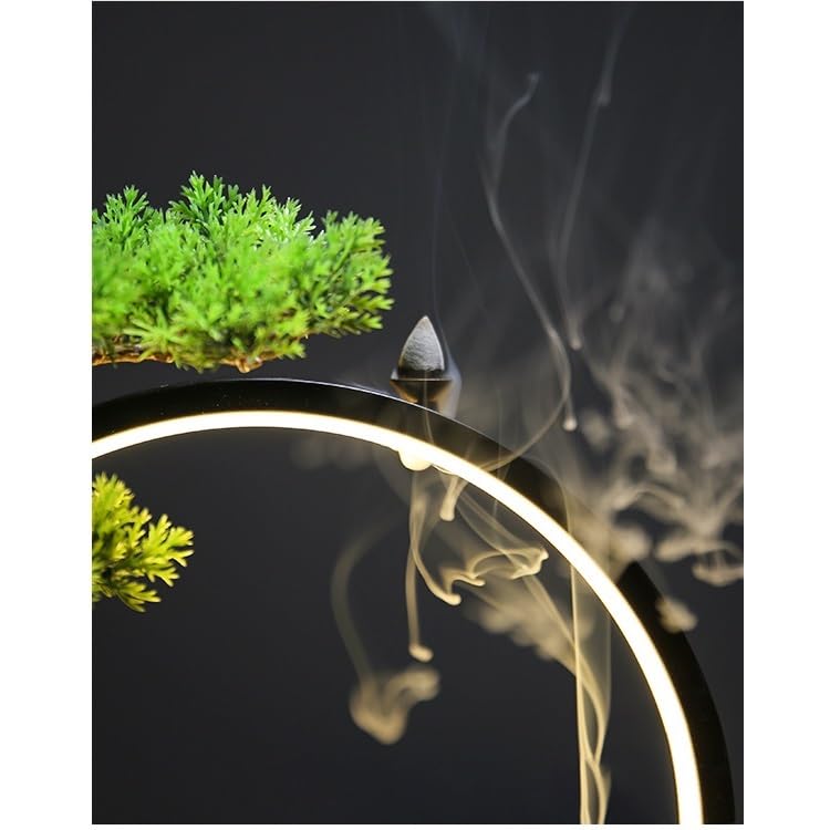Árbol falso TEESONG para mueble de TV y adornos de porche con luz LED 4