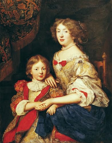 Tableau Pierre Mignard Toile Portrait de Femme et Fils Décoration Maison 60x90cm