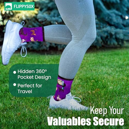 Image of Zipper Sock Wallet - Cotton & Polyester Zipper Socks with Pockets - Fits shoe size 6-13