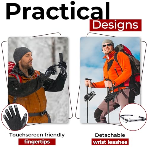 HANDLANDY Winter Work Gloves for Men Women, 3M Thinsulate Insulated, Waterproof Thermal Touchscreen Warm Grip Gloves for Cold Weather, Skiing, Snowboarding, Hiking (Black Grey, XL) - Image 6