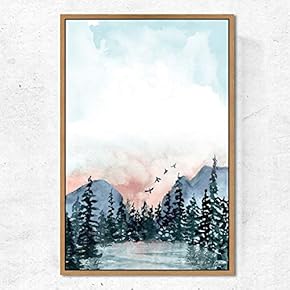 SIGNWIN Framed Canvas Wall Art Pine Tree Canvas...