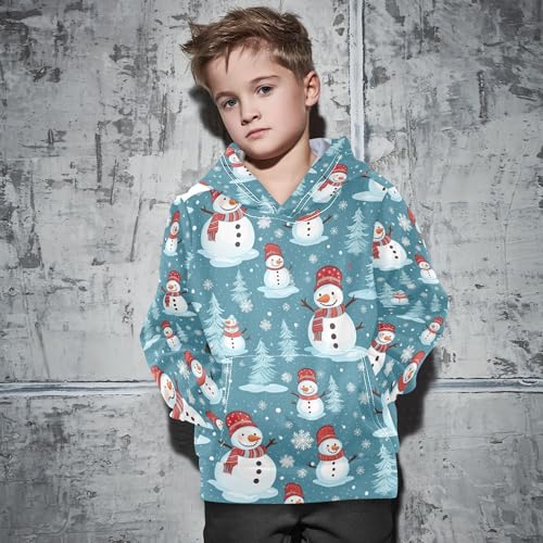 Kids Hoodies Sweaters Christmas Xmas Snowman Hooded Sweatshirts with Big Pockets for Boys Girls B04000744