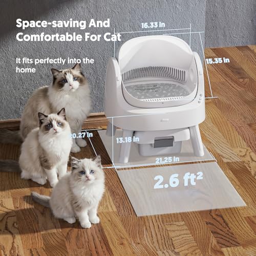 PetPivot Self Cleaning Litter Box, Open Top Automatic Litter Box for Multiple Cats, Multiple Layer Safety Protection, Liners and Mat Included, White - Image 4
