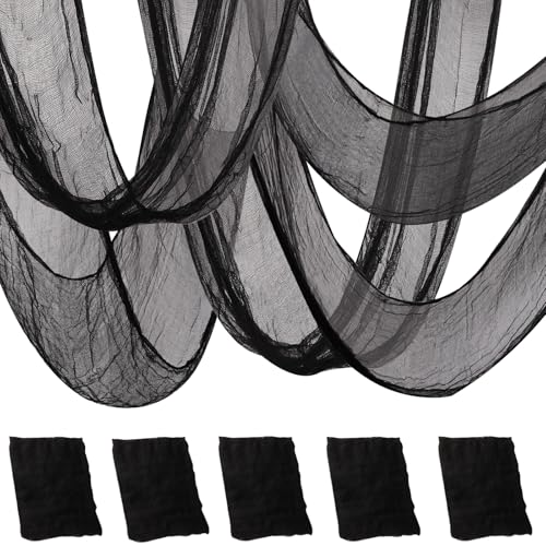 Vellibring 5PCS Halloween Creepy Cloth Decoration 3072inch Black Spooky Fabric Cloth Scary Gauze Cheesecloth for Haunted House Halloween Party Yard Wall Indoor Outdoor Decor