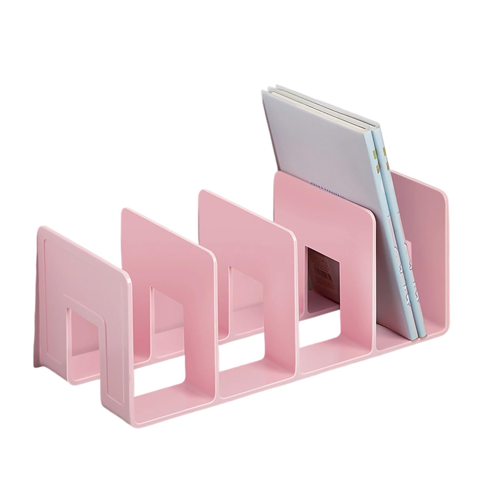 Book End for Shelves 4 Compartments End Desk Stopper Magazine Stand Space Saving Organiser Acrylic Bookends for Shelves