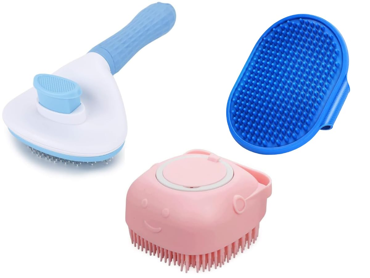 PSK PET MART Dog Grooming Combo Rubber hand bathing brush Oval Pin Slicker Shampoor Brush Combo 3 in 1 Random color (B0CY8LMN2R) Amazon Price History, Amazon Price Tracker