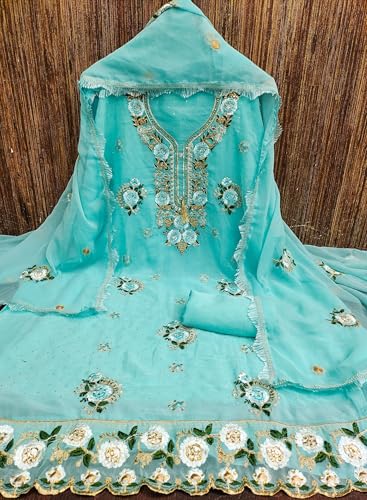 Image of Women's Georgette Embroidery Work Unstitched Dress Material