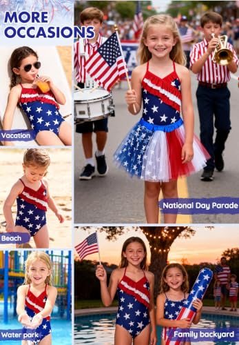 Image of Zando One Piece Swimsuit Toddler Girls 2-10 Years - Sleeveless Cute Swimwear Quick Dry Bathing Suits Summer Beach Wear