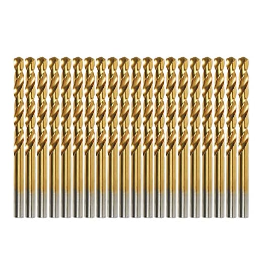 VALYRIANTOOL Titanium Drill Bit Set 20 Pcs 7/32" HSS Jobber Drill Bits, Premium 4341 High Speed Steel Jobber Length Drill for Drilling on Mild Steel, Copper, Aluminum