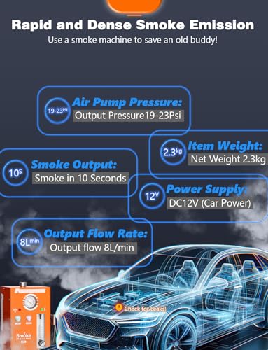PowerScale M3 Automotive Smoke Machine Built-in Air Pump, 19-23 PSI Leak Detection, 2024 Professional Tools, EVAP System, Fuel Leakage, Leakage Diagnostic Tester for All DC12V Vehicles
