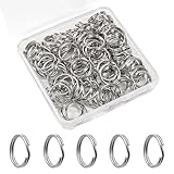 1/2'' 100PCS Small Split Key Rings for Keychains, Double Loops Metal Mini Key Ring for Jewelry Making Dog Luggage Tag Car Key DIY Crafts (Silver)