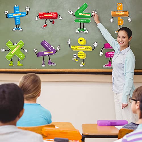 10 Sets Math Posters for Classroom, Educational Math Posters Laminated Math Keywords Vocabulary Symbol Bulletin Board Cutouts for Elementary Middle School Addition Subtraction Multiplication Division - Image 4