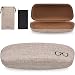 Yulan Hard Shell Glasses Case,Linen Fabric Case for Eyeglasses and Sunglasses(Includes Glasses Pouch)(Khaki)