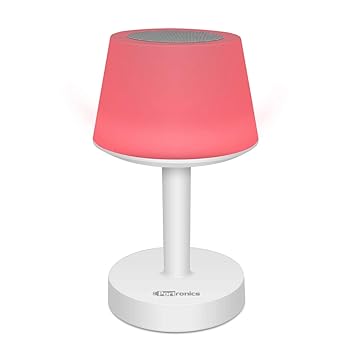 Portronics iLUMI, a Portable LED Lamp with Bluetooth Speaker, Color Changing LED Mood Light, 2000mAh Rechargeable Battery, Built-in Mic for Calls, Bluetooth Music from Mobiles (White)