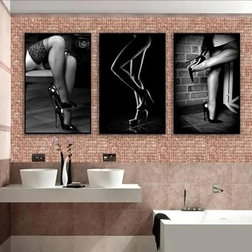 Peinture sur toile jambes de femme noir et blanc 60x90cm