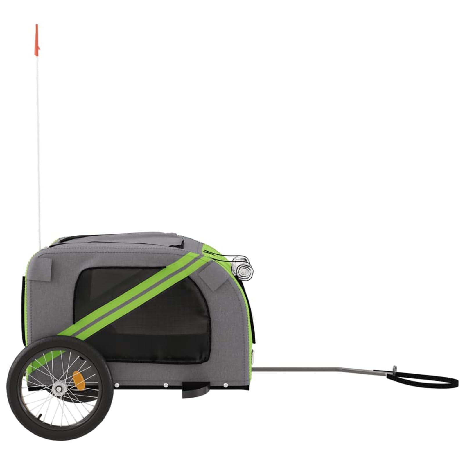 Remolque de Bicicleta para Perros Hierro Tela Oxford Verde Gris Carro para Bicicleta