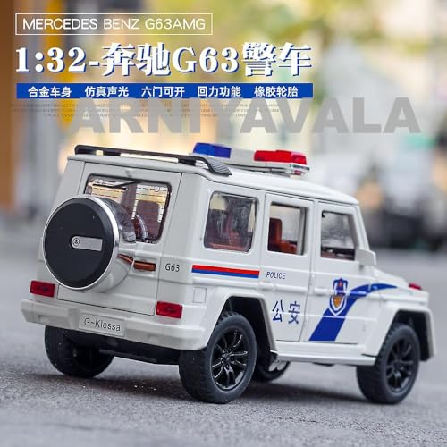 Image of VARIYA ENTERPRISE Metal Pull Back Diecast Car 1:32 Mercedes Amg G63 G Klessa Police Pull Back Car Model With Sound Light Boys Gifts Toys For Kids?Pack Of 1?,Multicolor