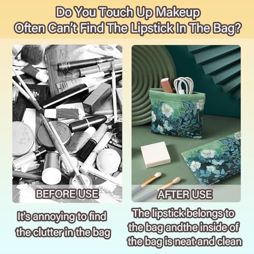 2 PCS Small Leather Cosmetic Bag for Purse - Mini Makeup & Coin Organizer Gift Set for Women - Snap Closure Travel Pouch for Lipstick, Keys, Charger Cable, Coins3