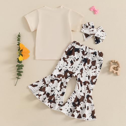 MAYUMMPY Baby Toddler Girl Flare Pants Outfit Bow Short Sleeve Tops Kids Baby Bell Bottoms Outfit Summer Clothes4