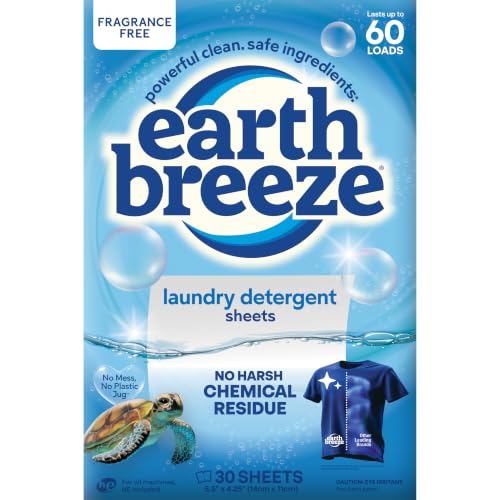 Earth Breeze Laundry Detergent Sheets Fragrance-Free 60 Loads