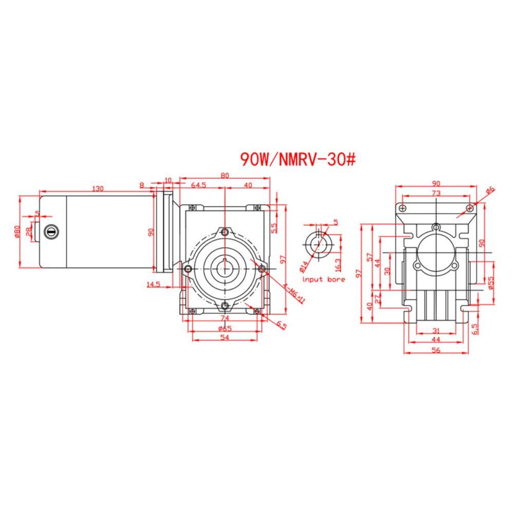 Motor DC 24V 1800RPM Velocidad Ajustable Motor de Engranaje Helicoidal Autobloqueante 90W 8 Polos con Reductor RV30 para Abrepuertas y Ventanas