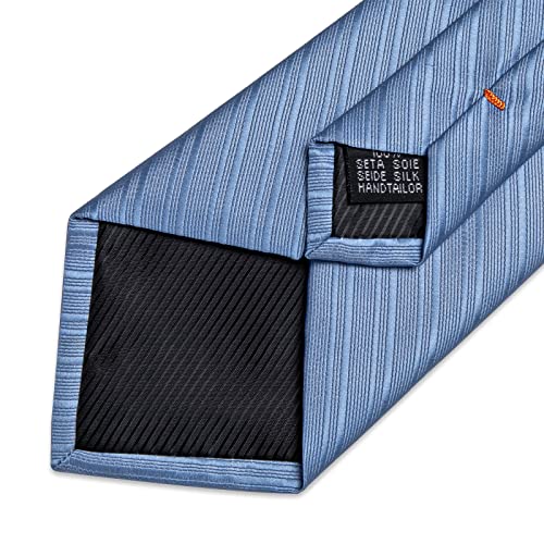 Image of DiBanGu Mens Striped Tie Silk Woven Necktie and Pocket Square Cufflinks Tie Clip Set Wedding Business Formal Gift Tie for Men