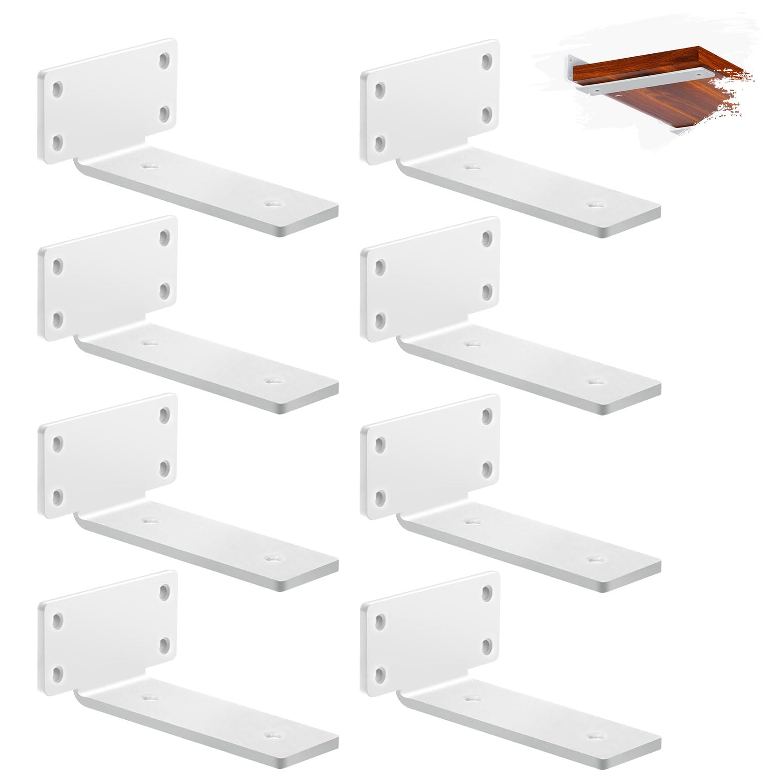 8 Pack Floating Shelf Brackets 15cm, Heavy Duty Metal L Shelf Brackets