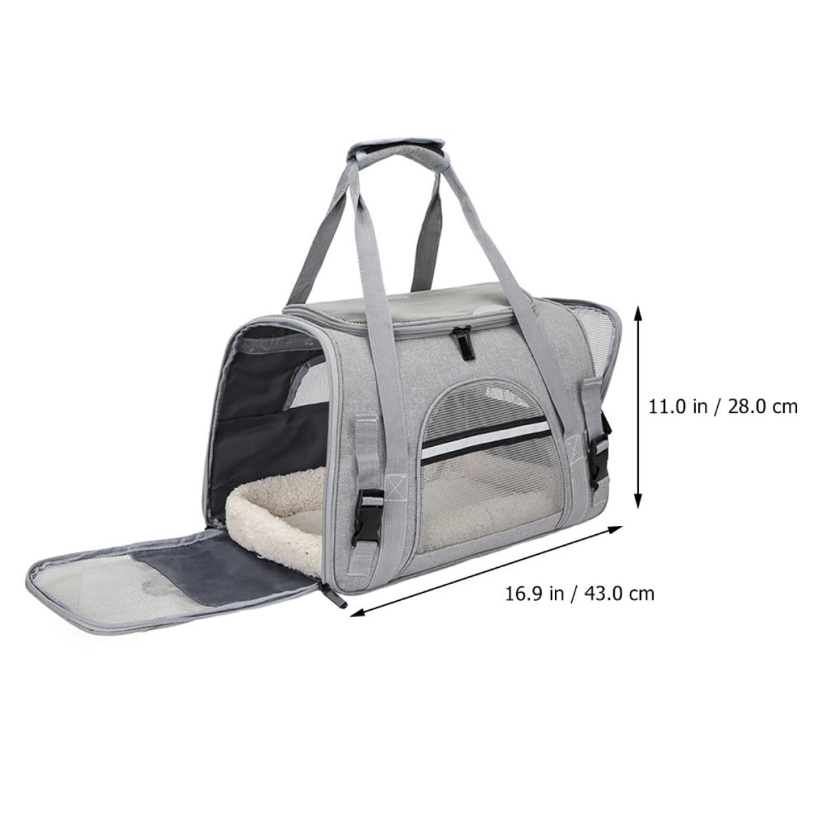 Borsa da Trasporto per Animali Domestici Oxford Ventilazione a Rete e Apertura Cerniera su Entrambi i Lati, per Viaggi e Trasporto in Auto