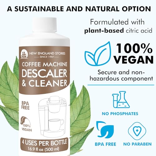 Image of New England Stories 8 Uses Descaling Solution Compatible with Keurig - 33.8oz Coffee Machine Descaler, Espresso Coffee Maker Cleaner, Coffee Pot Limescale Remover