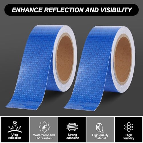 Image of D-fix High Intensity Radium Reflective Tape - 5 Meters in Length - 48mm / 2 inch Width - 1 Roll Per Pack - Car Bike and commercial vehicles Conspicuity reflective warning Tape Reflective tape (Blue)