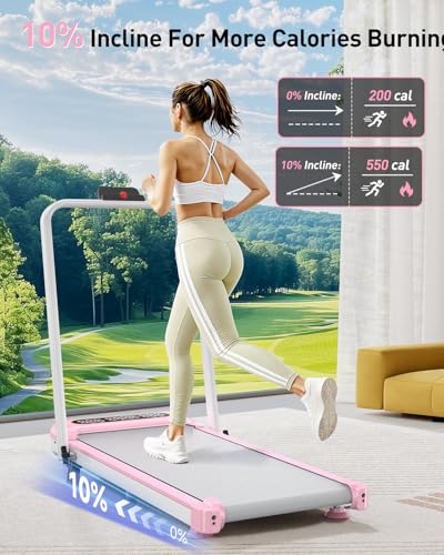Image of Foldable Treadmill with 10% Incline, Upgrade 3.5HP Low Noise Walking Pad Treadmill with Handle Bar, Trisomy 4 in 1 Portable Under Desk Treadmills for Home /Office, 350Lbs Capacity, APP & Remote Control