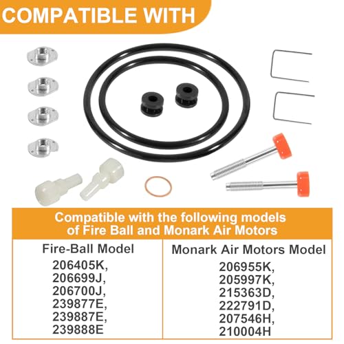 Kit de reparo 206728 compatível com substituição de reparo de motores Graco Fire-Ball e Monark Air
