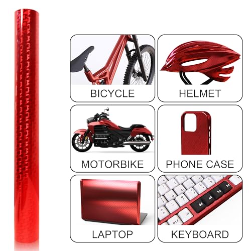 Image of Lypumso Plating Chrome Red Vinyl Wrap Film, Mirror-Like Gloss Finish for Car, Motorcycle | Easy DIY Install & Air Release | Removable No Residue 1ft x 10ft