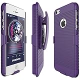 iPhone 5S Case, Rhidon® Super Slim Hard Shell Layer Holster Open-Face Sport Case with Holster Kickstand and Locking Belt Swivel Clip for Apple iPhone 5 5S SE (Purple)