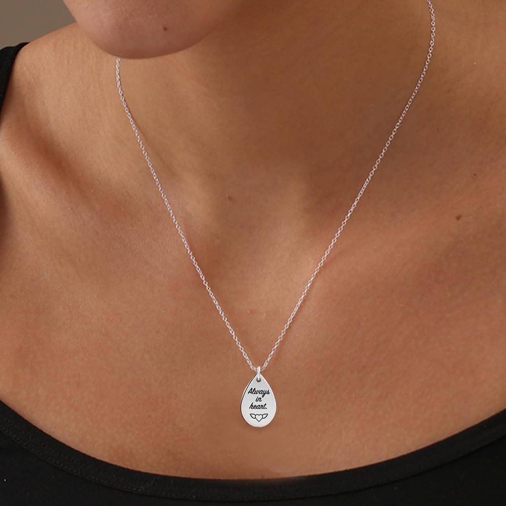 LeCalla Personalized Customized Actual Fingerprint Engraved Oval Memorial Thumb Print Necklace for Women Teen