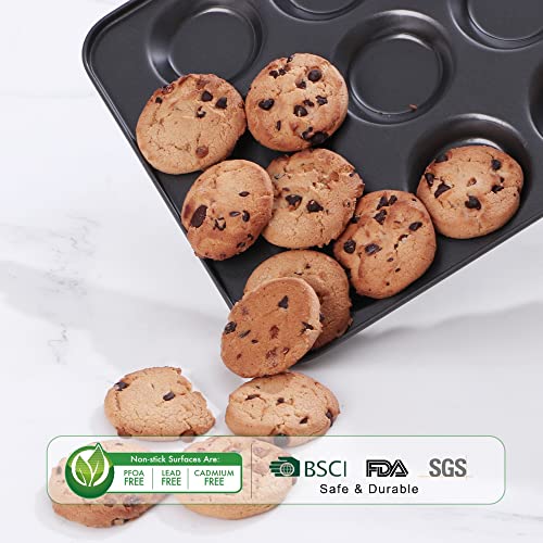 image for HONGBAKE Mini Muffin Top Pan for Baking, Premium 12 Cavity Small Whoop
