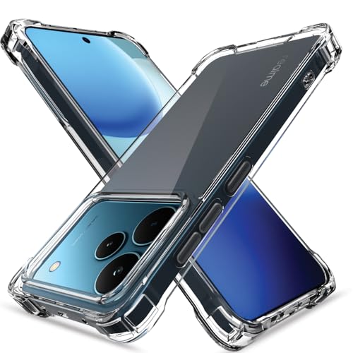 Image of Outlouders Back Cover for Realme P4 Pro 5G Clear Transparent PC + TPU Bumper Case with Raised Edges for Shockproof Protection (Transparent)